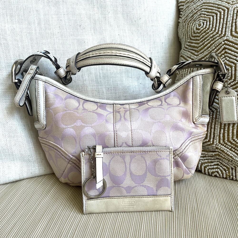 Extremely Rare Y2K Coach Mini Soho 6266 Lilac Signature Hobo + Coin Purse Set - Picture 2 of 12